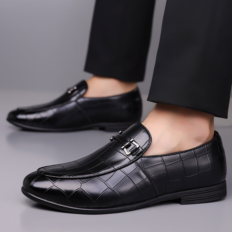 Men's Plaid Light Luxury Plus Size Rubber Sole Lightweight Leather Shoes