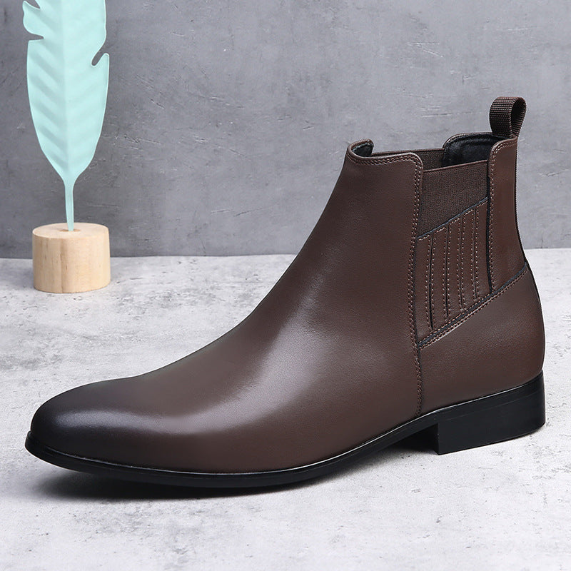 Men's Chelsea Boots Retro British Pointed High-top