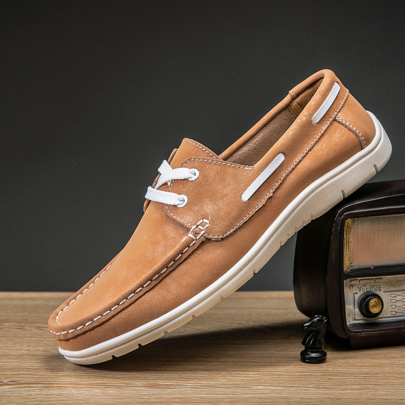 Men's Versatile Low Cut Frosted Cowhide Single Shoes