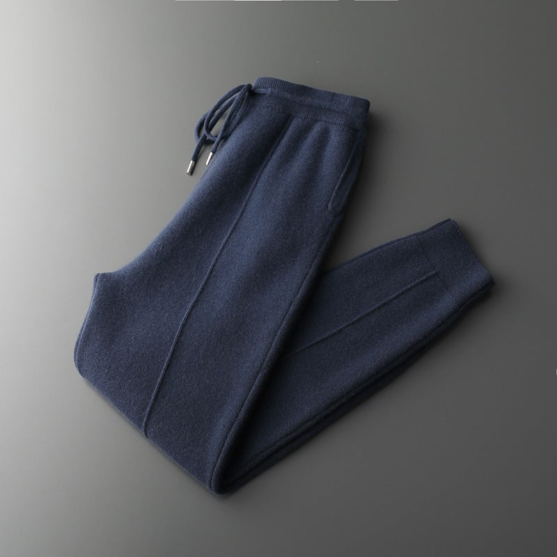 Men's Wool Mid-Seam Knitted Warm Cuffed Pants For Spring And Autumn Business Casual Wear