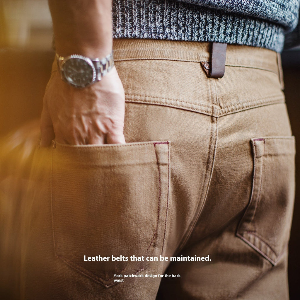 Workwear American Retro Khaki Jeans Maillard Straight Casual