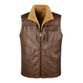 Male Leather Vest Autumn And Winter Fleece-lined Stand Collar Vest
