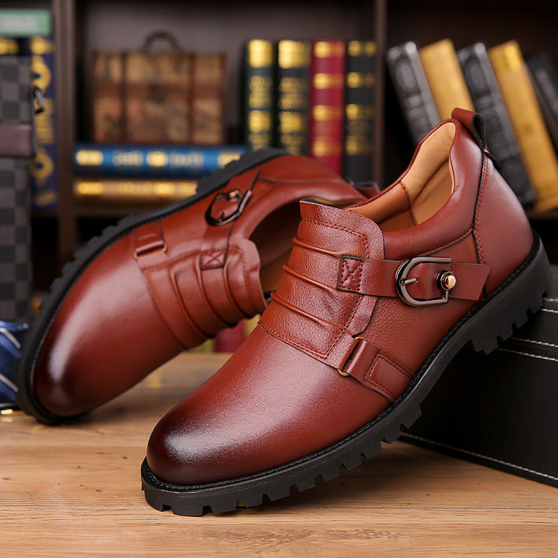Low-top Versatile Retro Motorcycle Platform Round Toe Holder Men's Shoes