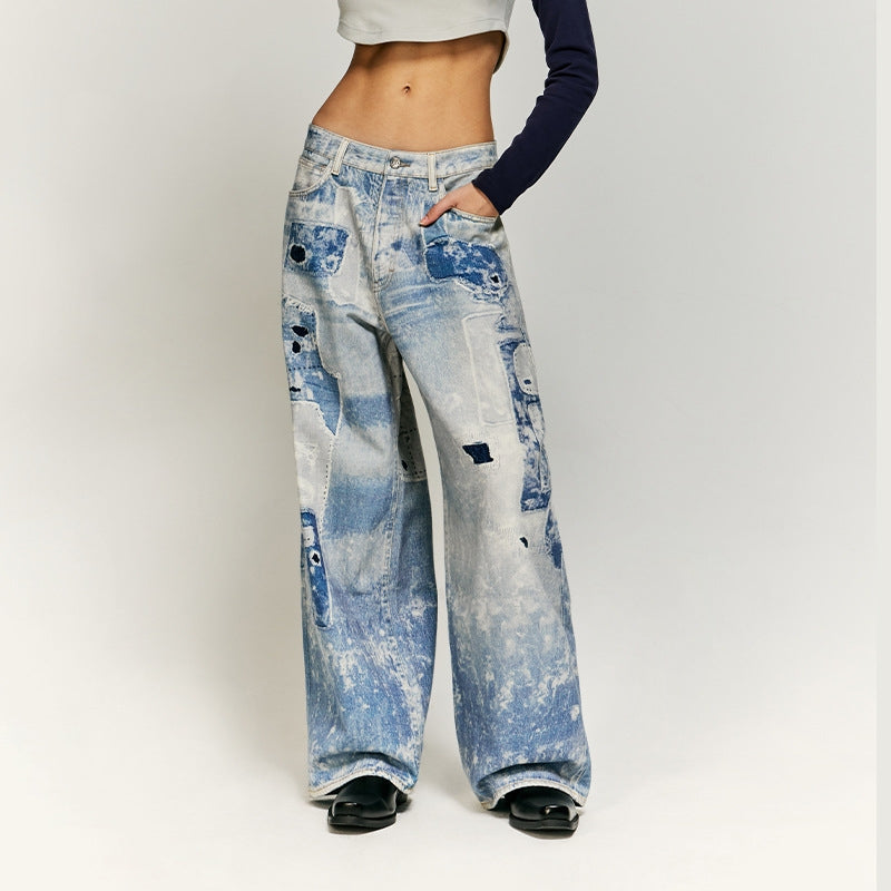 Washed Tie-dyed Digital Printing Jeans