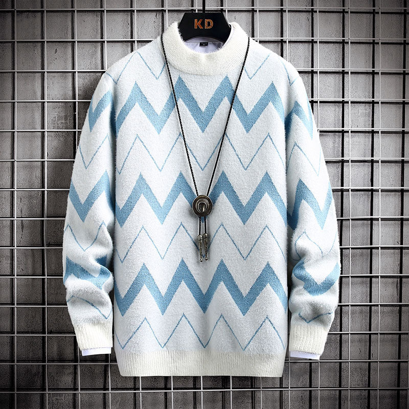 Fashion Personality Half Turtleneck Sweater Men's Top