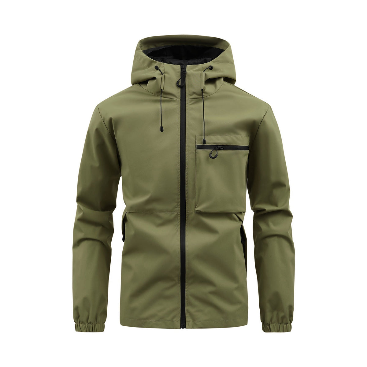 Men's Fashion Casual Hooded Solid Color Multi-pocket Work Pants Outdoor Coat