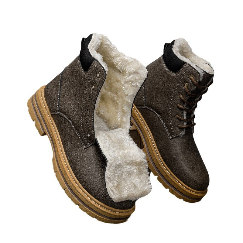 Mens Warm Winter Western Cowboy Boots With Thick Sole In A Retro Style