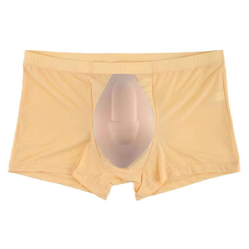 Men's Boxer Ice Silk Underwear Cup Combination U Convex Sexy
