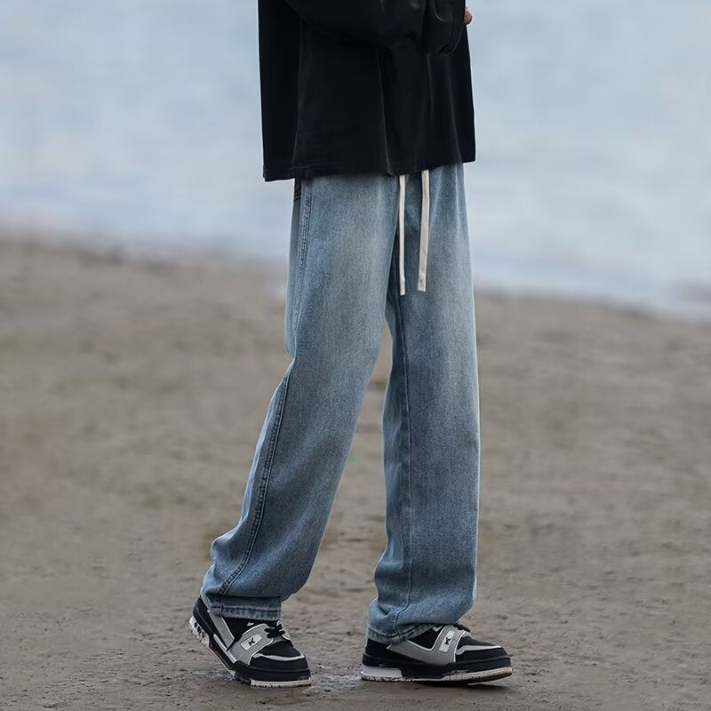 Spring And Summer Straight Loose Men's Pants High Street Washing