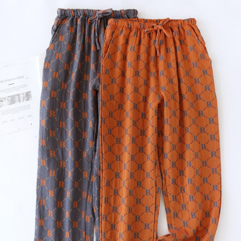 Vintage Jacquard Cotton Men's Yarn-dyed Pajama Pants