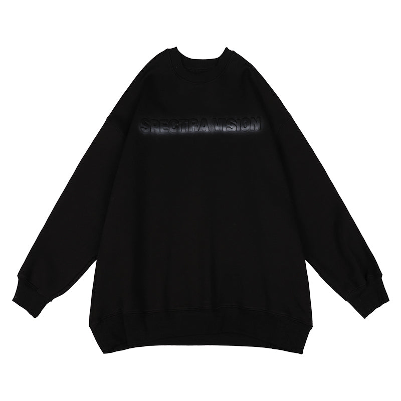 Three-Dimensional Embossed Gradient Print Round Neck And Velvet Pullover Sweater