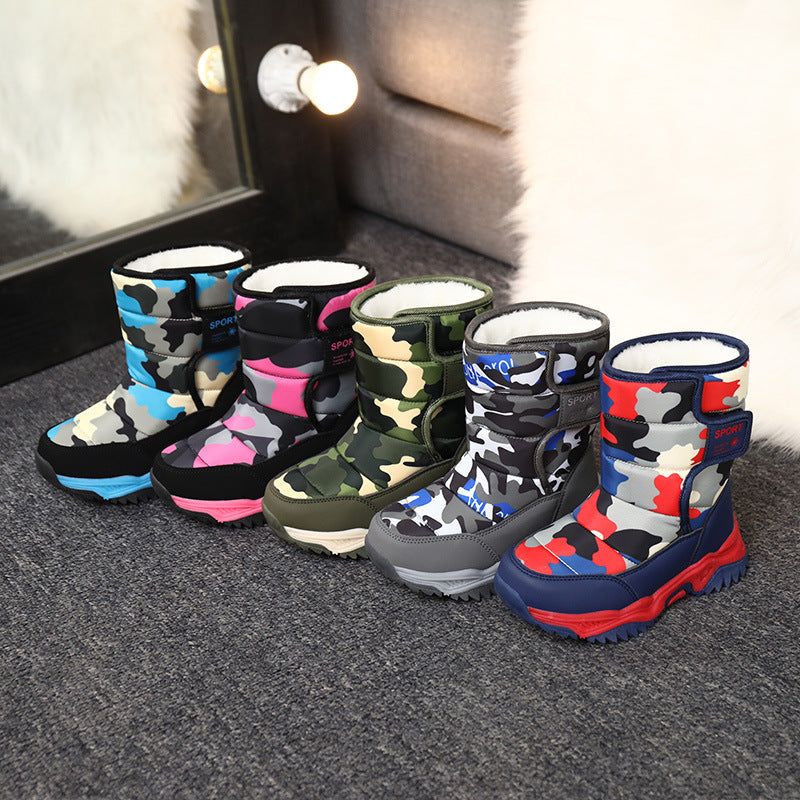 High-top Camouflage Unisex Kids' Cotton Shoes