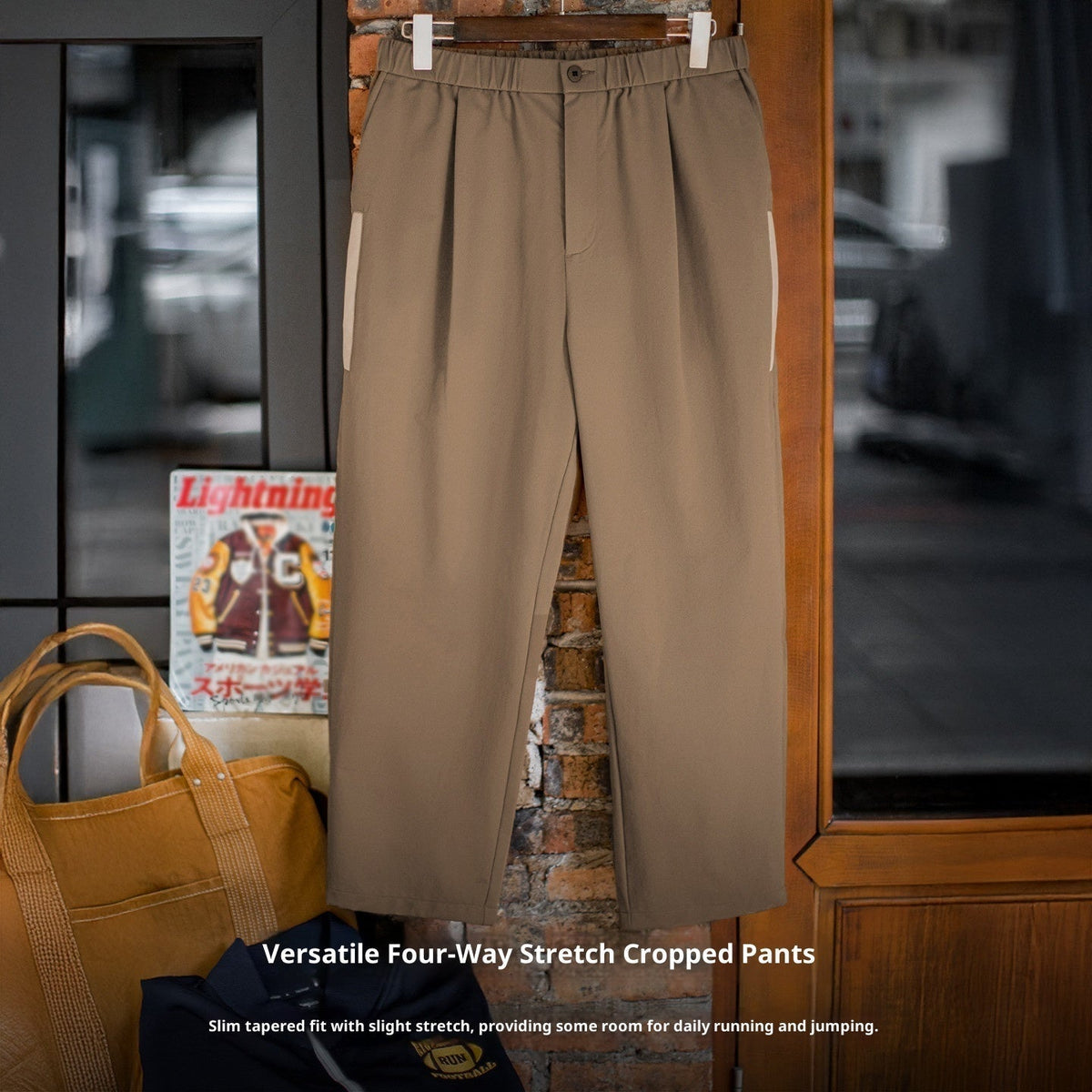 American Retro Stretch Casual Pants Khaki Commuter Anti-wrinkle Tapered