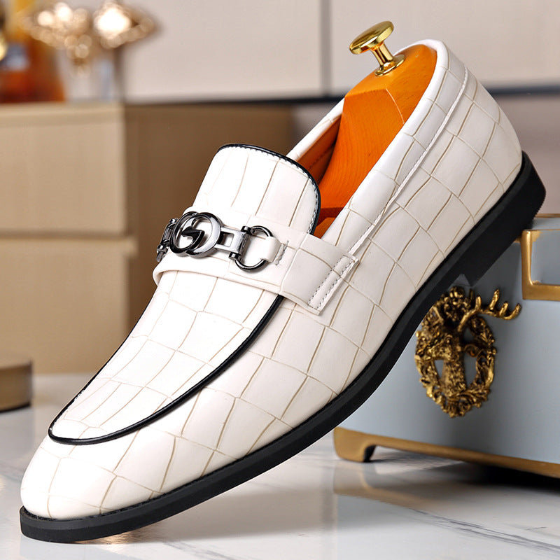 Embossed Pedal Horsebit Buckle Business Casual Youth Shoes
