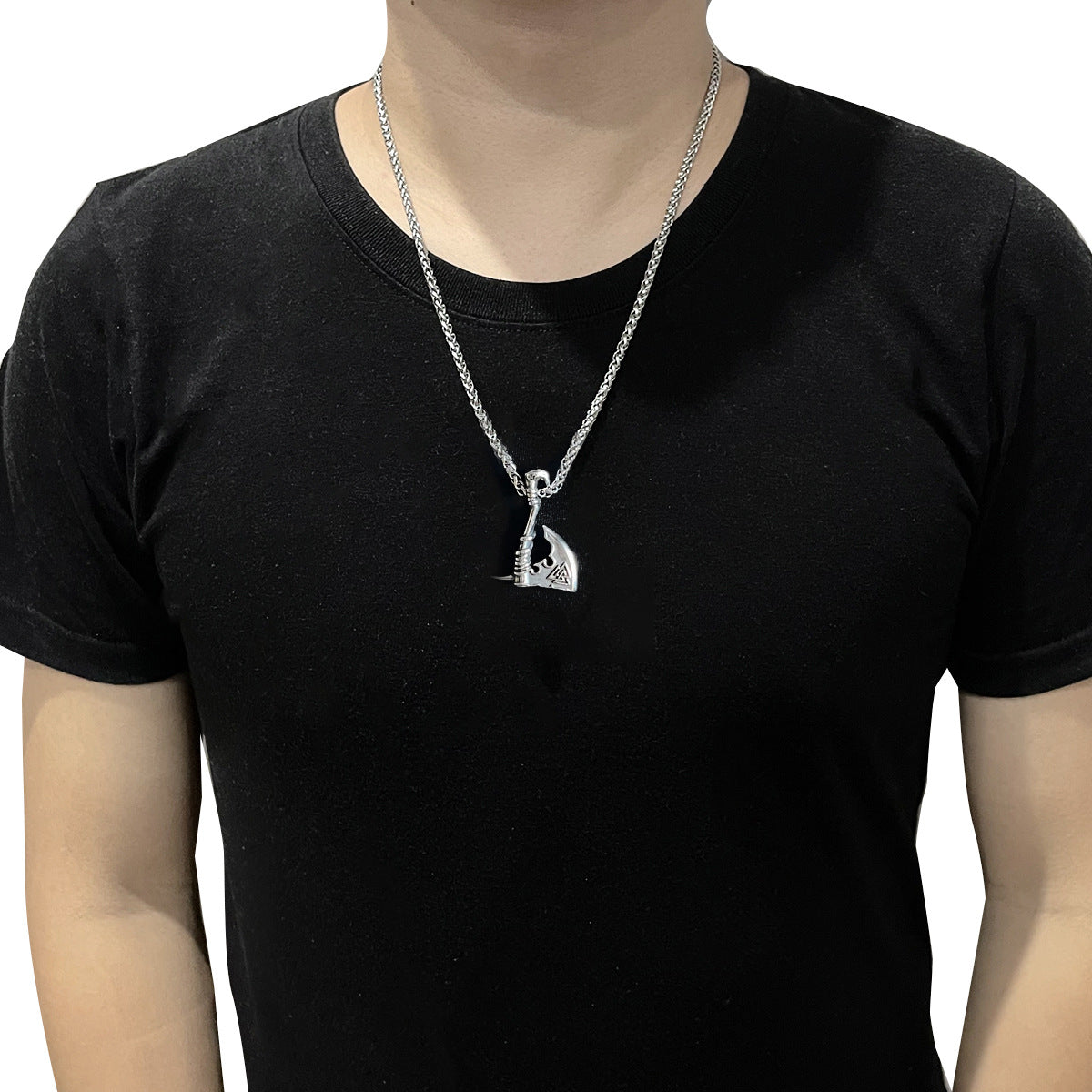 Stainless Steel Axe Pendant Titanium Steel Orchid Chain Men