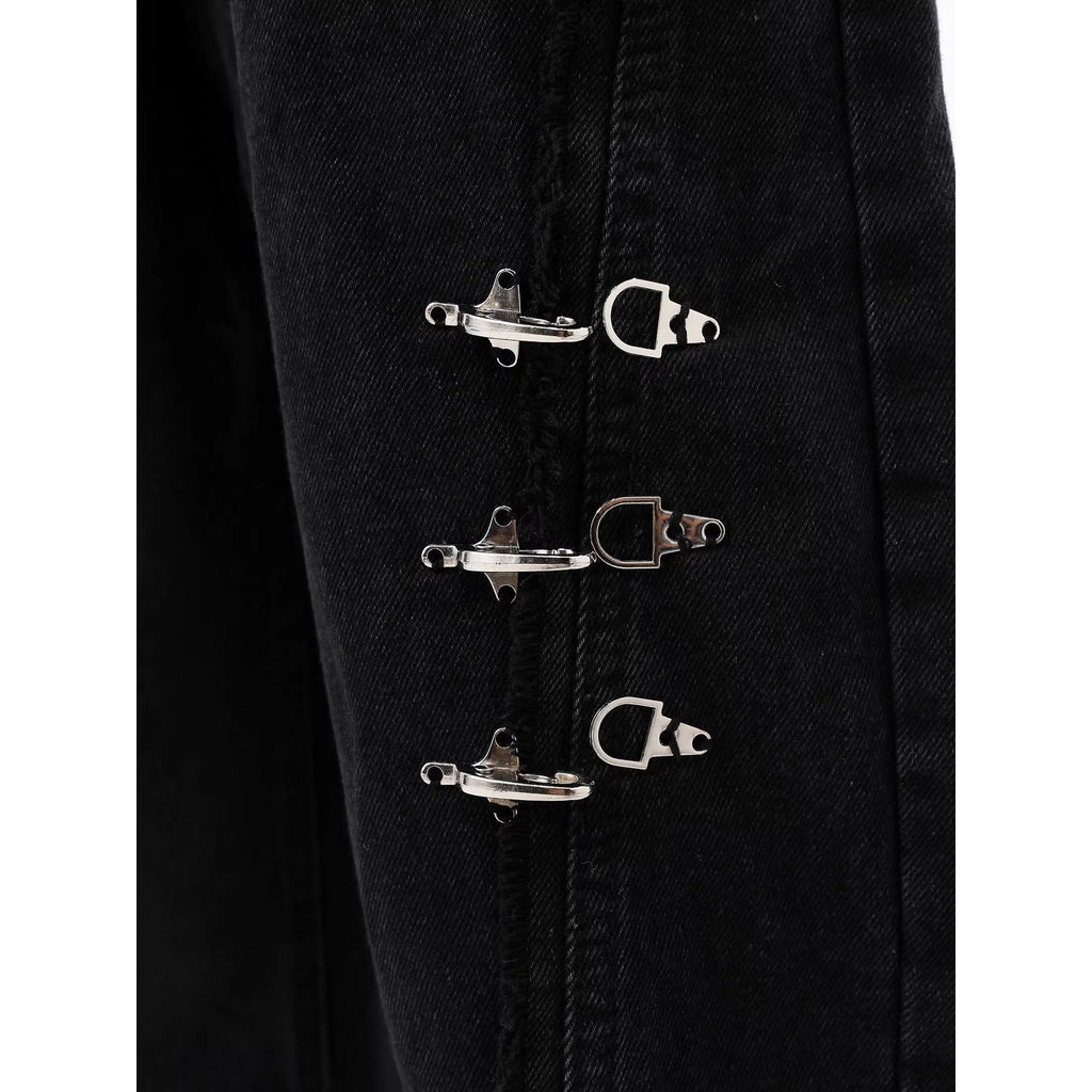 RetroBuckle Raw Hem Jeans Men