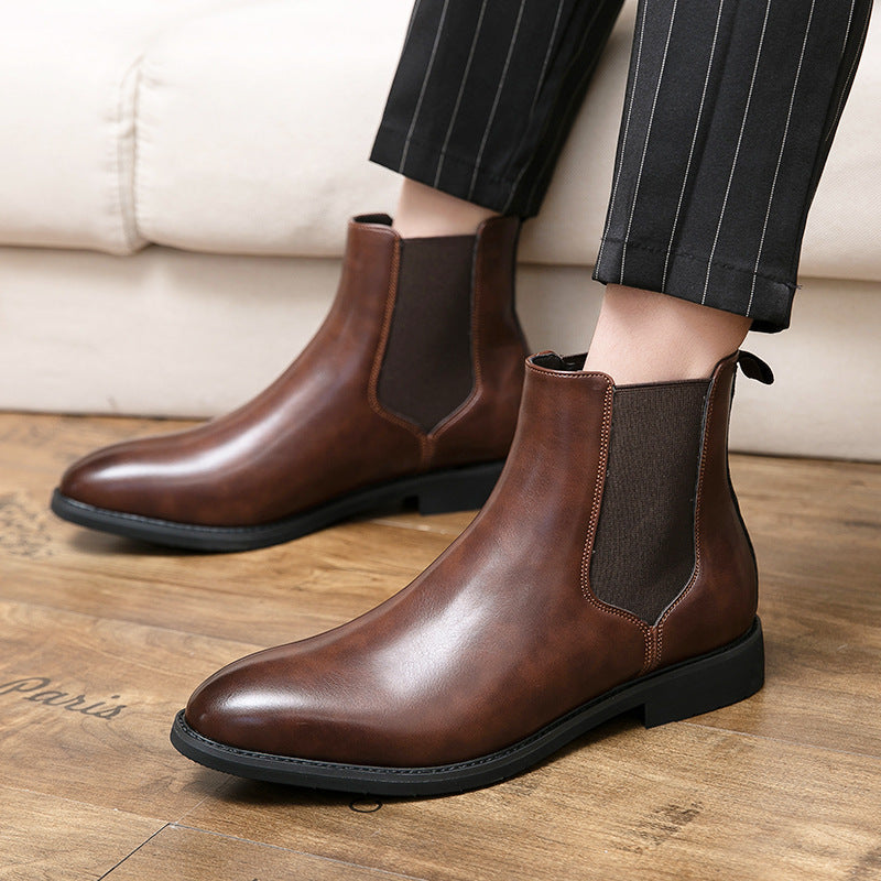 Autumn And Winter Fleece-lined Men's Plus Size Fashion Short Boots