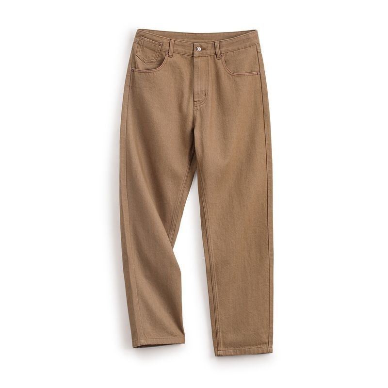 Workwear American Retro Khaki Jeans Maillard Straight Casual