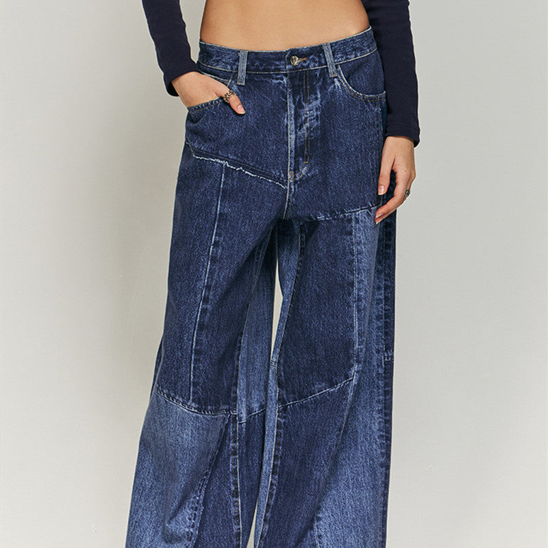 Men's Patchwork Cut Digital Printing Jeans