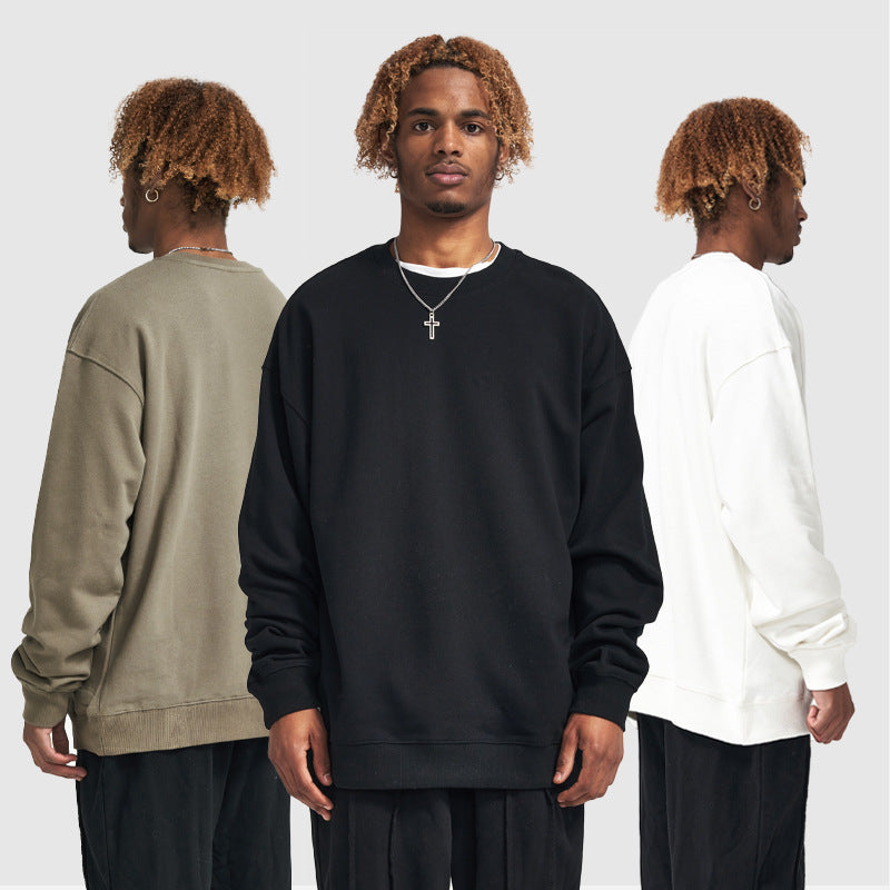 Men's Solid Color Round Neck Sweater Terry