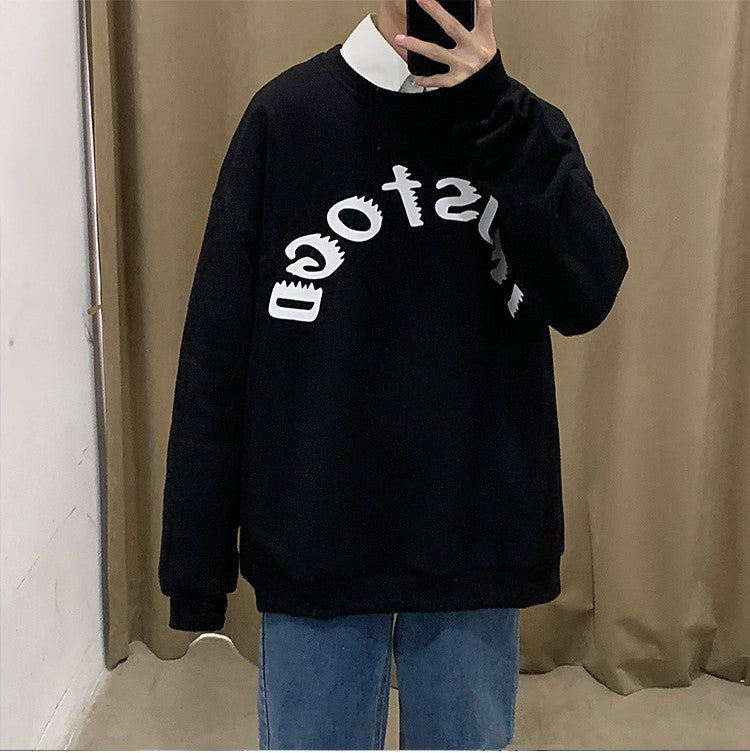 Letter print street crew neck sweatshirt