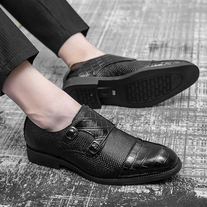 Double Buckle Plus Size Business Men's Casual Leather Shoes