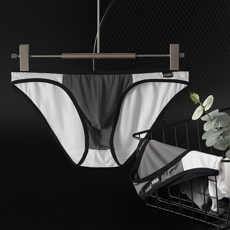 Men's Thin Ice Silk Single Layer U Pouch Low Waist Briefs