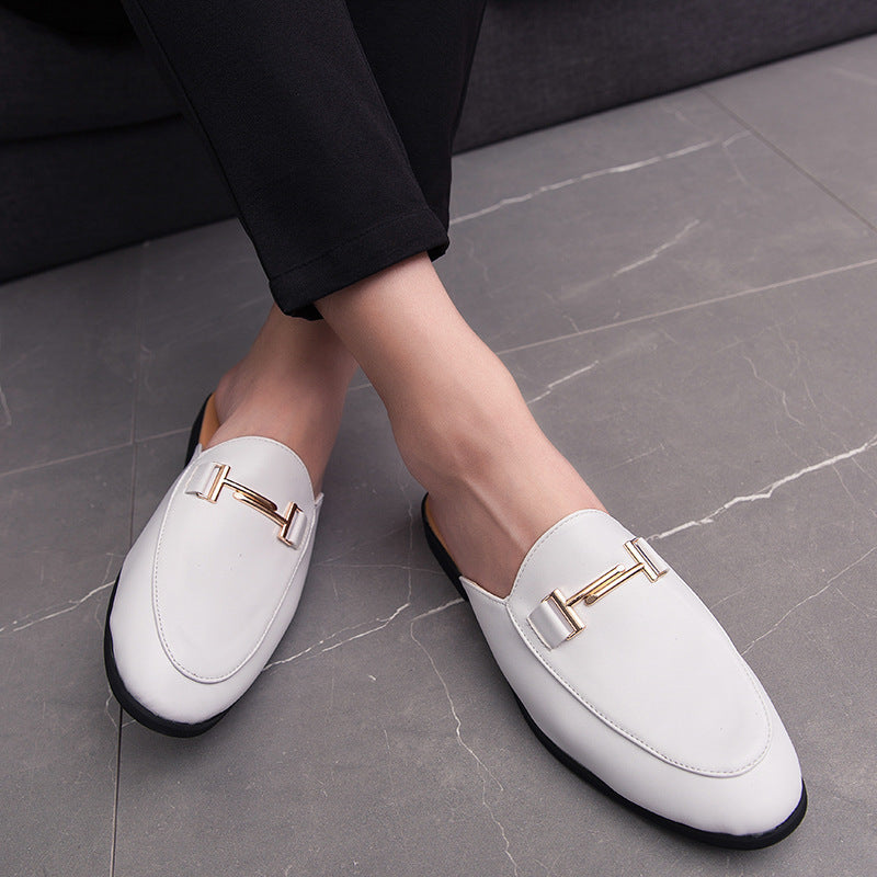 Half Slippers Personality Wear British Style Closed Toe Without Heel Casual Sandals