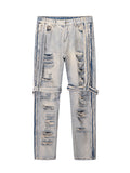 High Street Heavy Destroyed Washed And Worn Out Fit Straight-leg Jeans