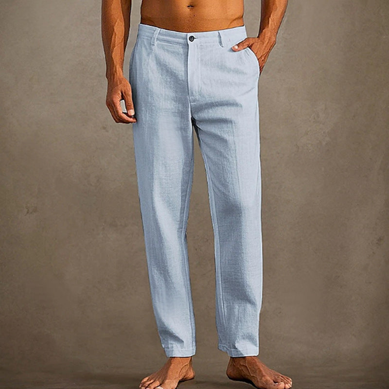 Men's Linen Beach Diagonal Pocket Cool Comfortable Breathable Skinny Pants