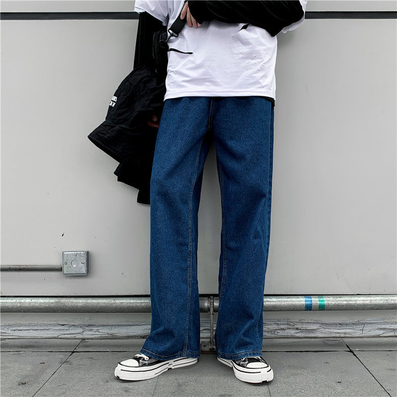 Denim Trousers Men's Korean-style Straight Loose Teen