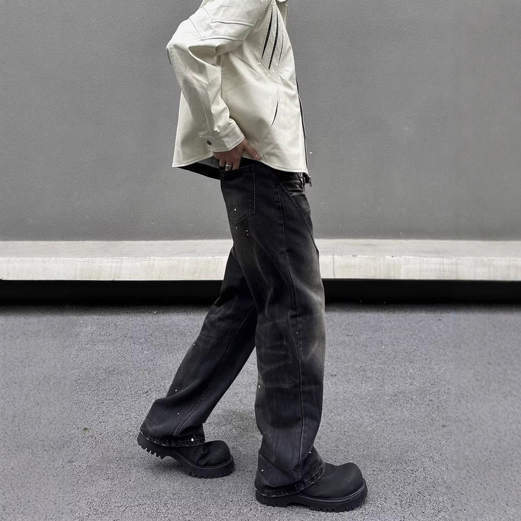 Washed Black Jeans Men's Retro Advanced