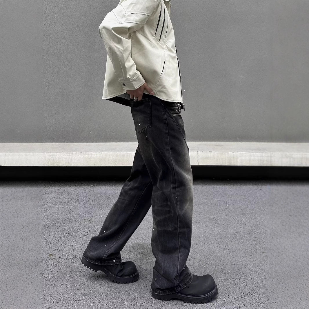 Washed Black Jeans Men's Retro Advanced