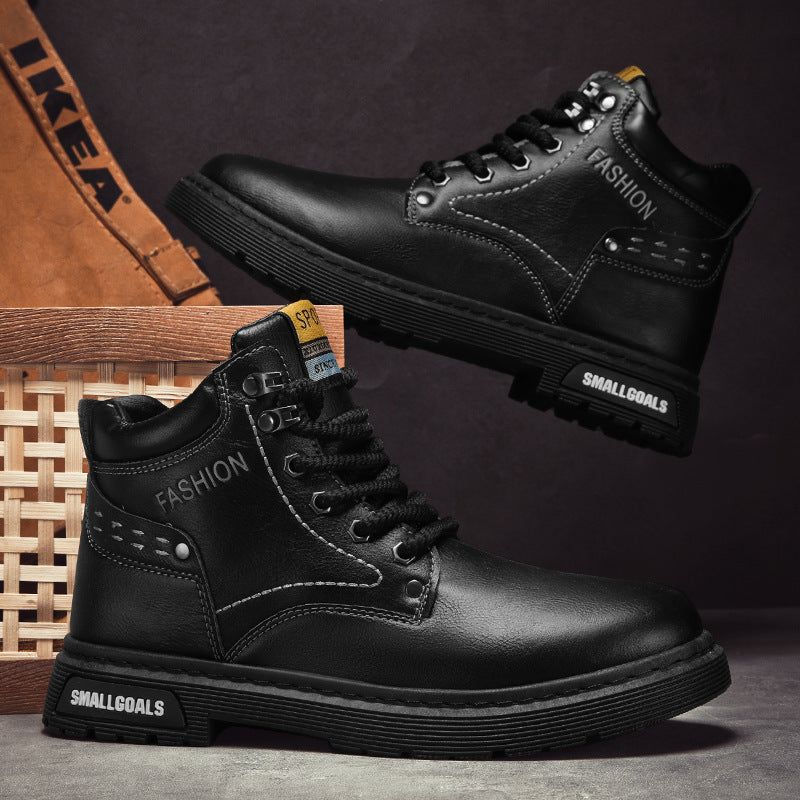 All-matching Men's Martin Boots Retro British Style Leather shoes
