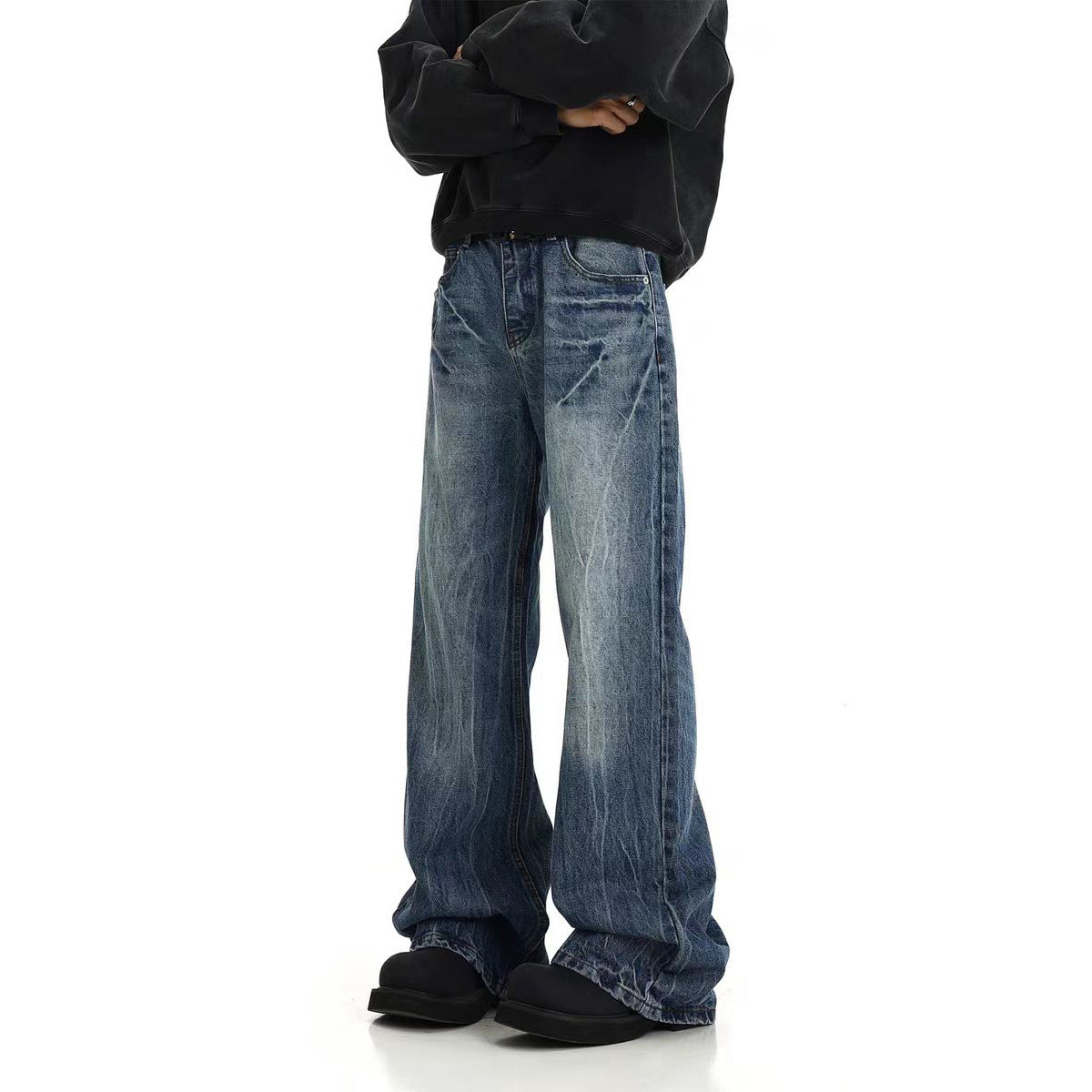 American Retro Lightning Blue Straight Jeans