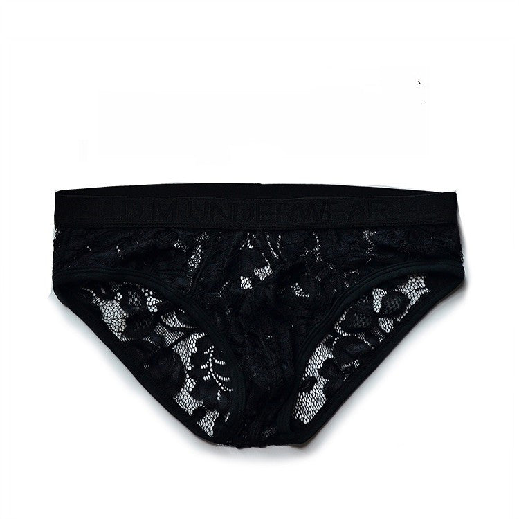 Men's Low Waist Lace Black White Underwear