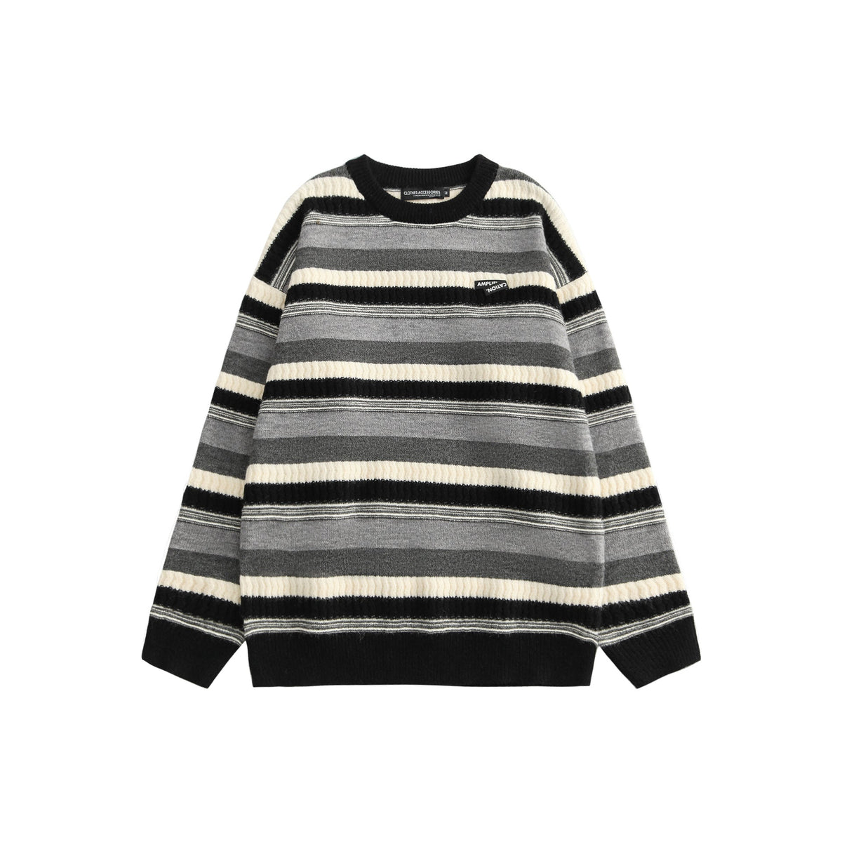 Striped Sweater With Round Neck And Long Sleeves