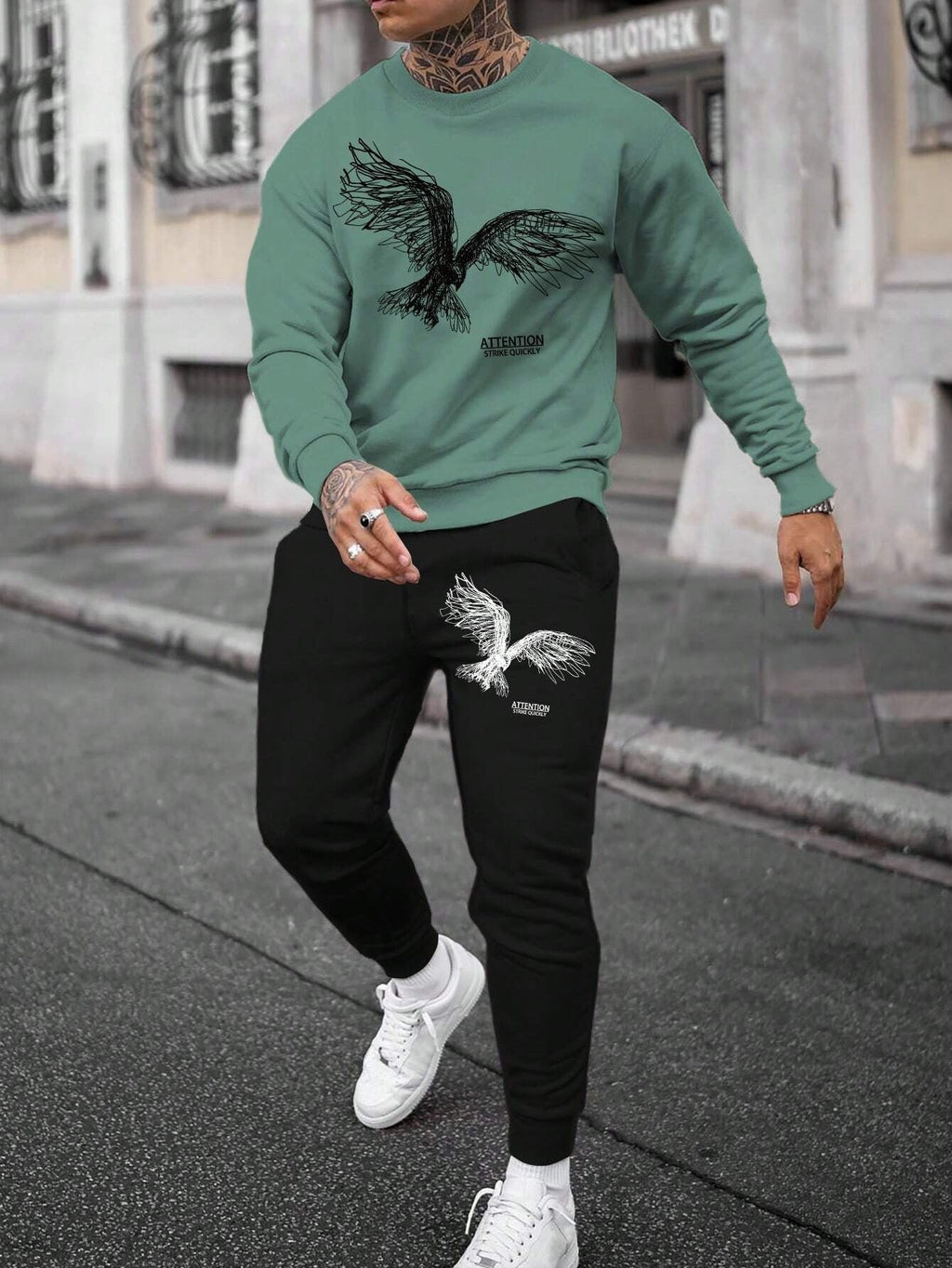 Men's Printed Casual Sports Long-sleeved Sweater