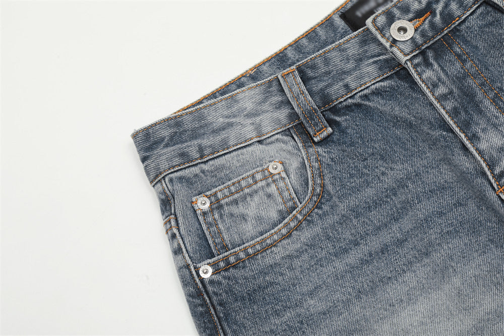 Washing Hole Denim Bootcut Trousers Trendy Punk