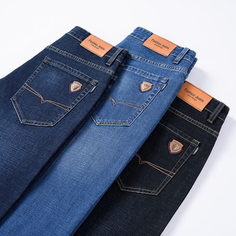 Men's Jeans Straight Loose Elastic Business Trousers