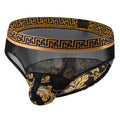 Men's Sexy Mid Waist Briefs Nylon Mesh Floral Print Stitching