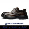Men's Shoes Leather Round Head Breathable Retro British Casual Leather Shoes