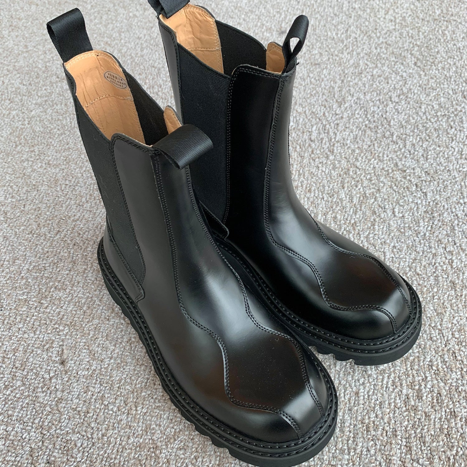 Men's High-top Vintage Leather Shoes With Thick Bottom Martin Boots
