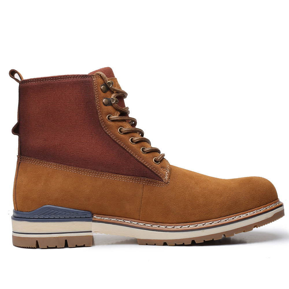 Leather Martin Boots Men's Shoes Ark Bird Top Layer Cowhide High Top