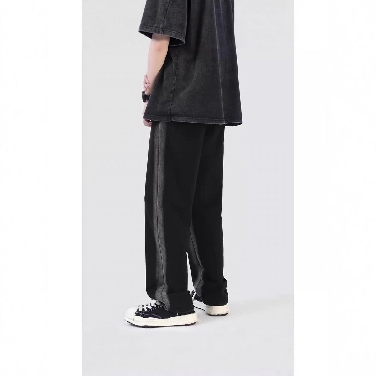 Men's Summer Trendy Brand Casual Pants Loose-fit Distressed Washed Straight-leg Design