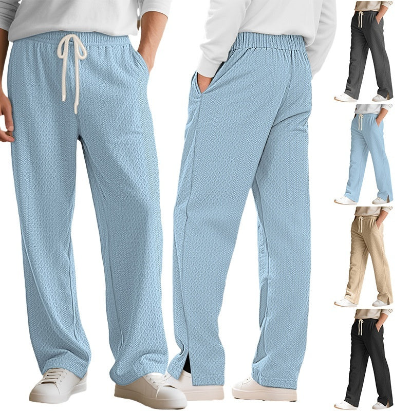 Loose Casual Jacquard Knit Straight-leg Men's Pants