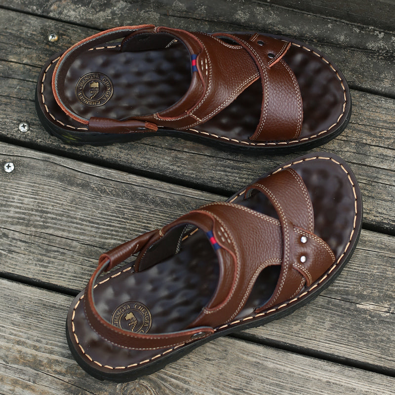 Beach shoes leather soft soled men's shoes