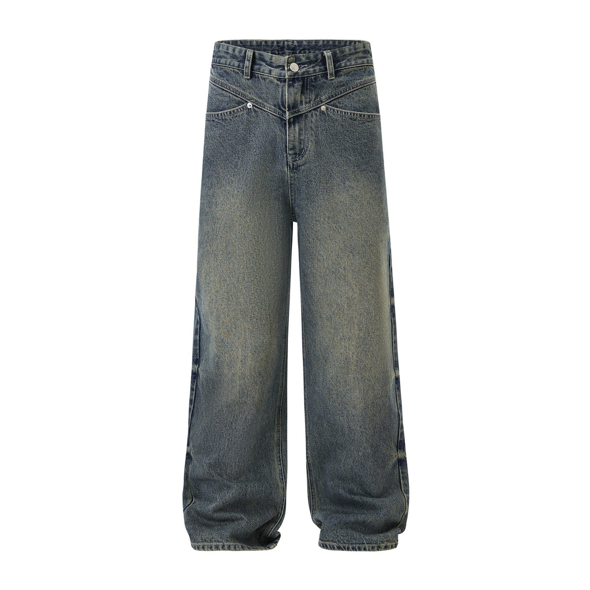 American Retro Washed Decorative Flower Jeans For Men