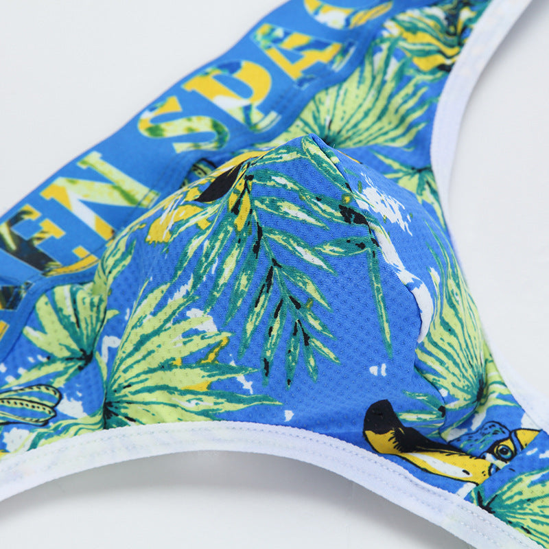 New Men's Thong T-pants Ice Silk Printed Breathable