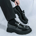 Men's Chunky Heel Fashion All-matching Simple And Comfortable Leather Shoes